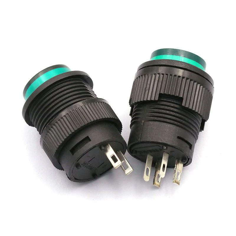 2Pcs/lot R16-503 16mm 4 pins plastic Momentary Latching 3.3VDC LED push Button Switch 16MM With Light LED 3V