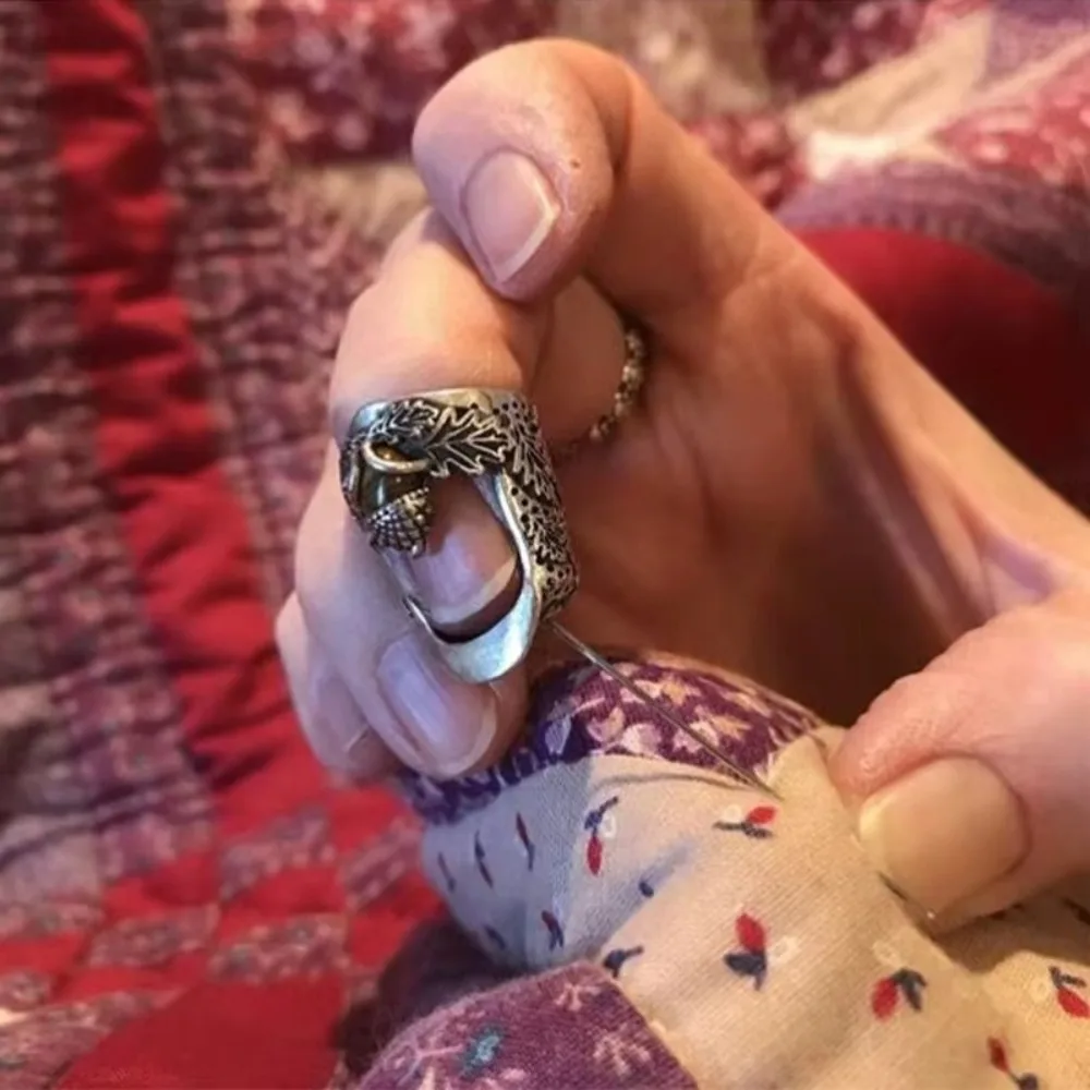 Metal Open Nail Acorn Thimble Durable DIY Craft Open Nail Acorn Finger Protector Hand Sewing Quilting Adjustable