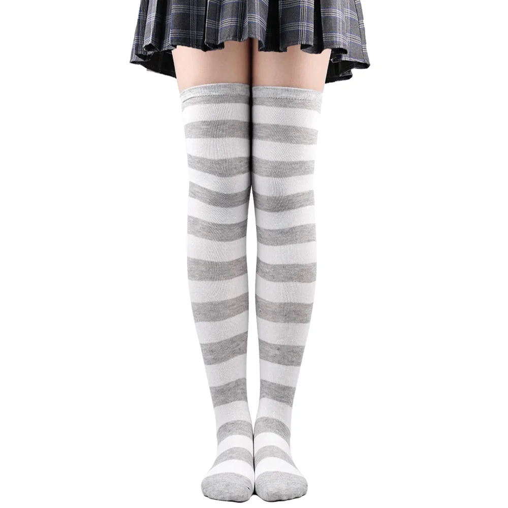 Dijhoge Kousen Dames Gestreept Dames Meisjes Zwart Wit Roze Lange Overknee Sokken Femboy Cosplay Lolita Harajuku Y2k