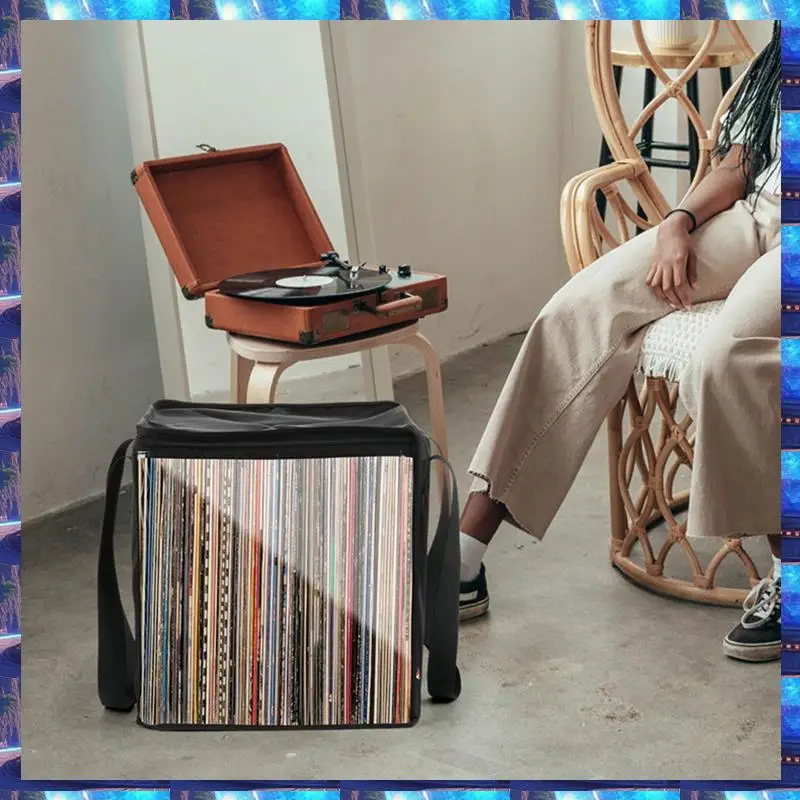 

2025 Vinyl Record Carrying Storage Case Travel Storage Bag Dustproof Portable Case With Lid Handles For 12 Inch Vinyl Albums,Vin