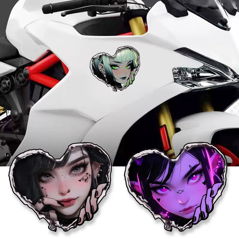 1 Stück JDM Herz Anime Aufkleber, Wasserfeste Langlebige Vinyl-Aufkleber, Modifizierte Verzierung für Motorrad Autokarosserie Elektroroller
