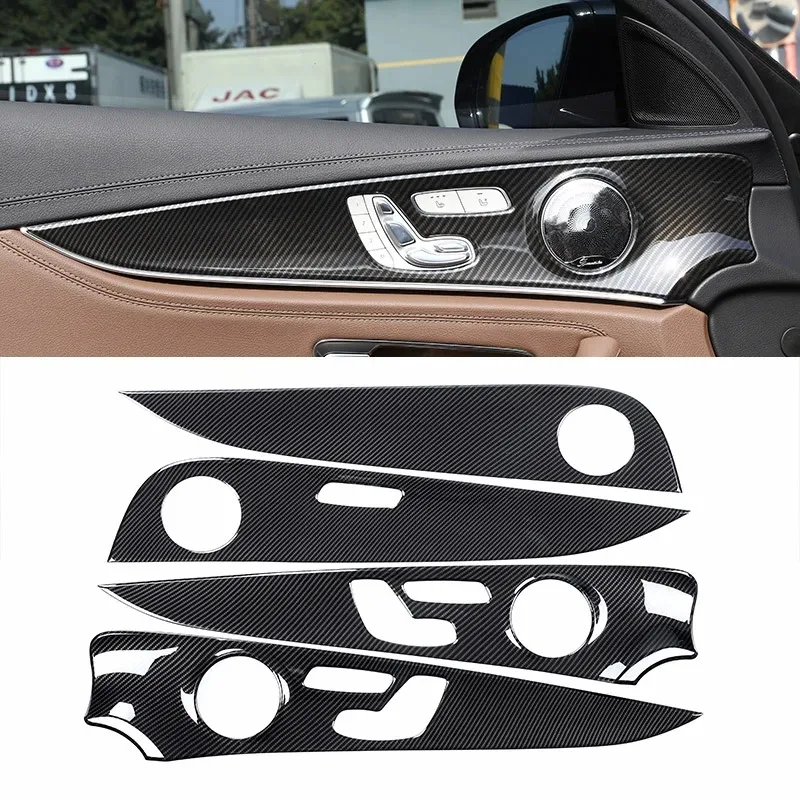 

For Mercedes Benz E Class W213 2016-2022 ABS Carbon Fiber Car Door Decoration Panel Cover Trims Sticker Car Accessories