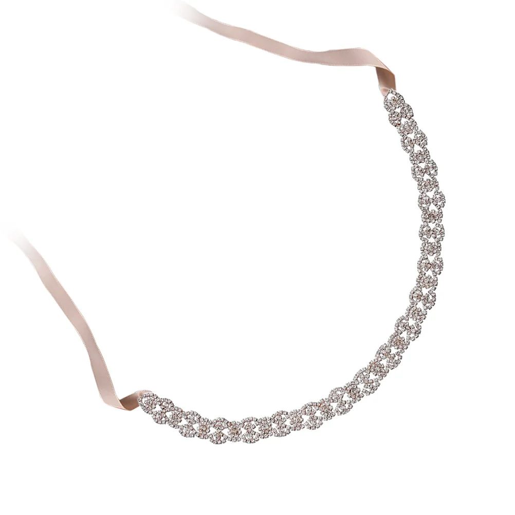 

Rhinestone Wedding Dress Belt Elegant Bridal Accessory Lightweight Long Ribbon Special Occasions Prom Pageants