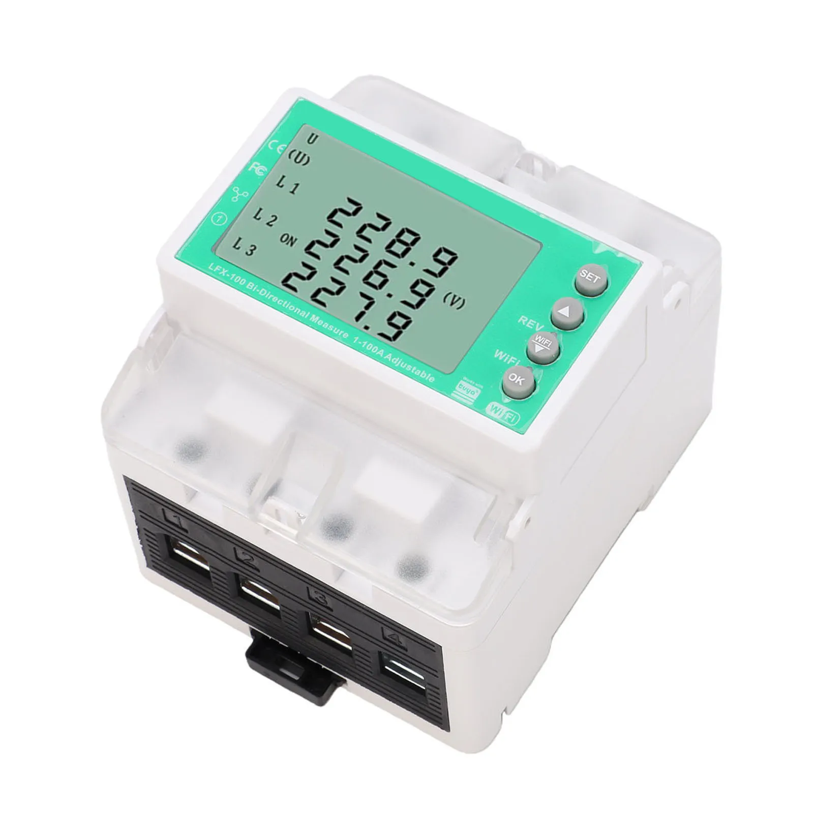 WiFi Energy Meter Circuit Breaker 80A LCD Display 3 Phase 4 Wire Electricity Meter Protector Mobile Remote Control Timer Switch