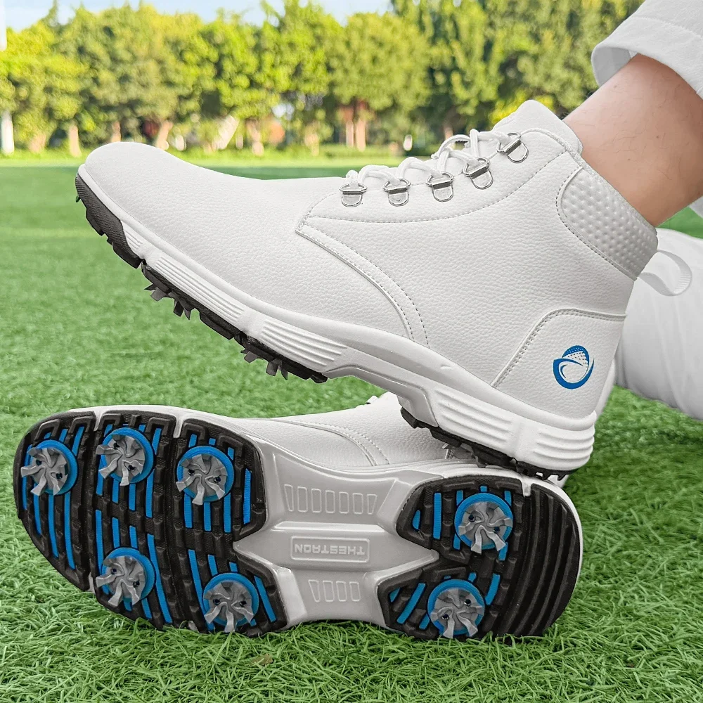 High-top Spiked Men Golf Shoes Waterproof Microfiber Anti-collision Toe Outdoor Competition Sports Sneakers size 39-49