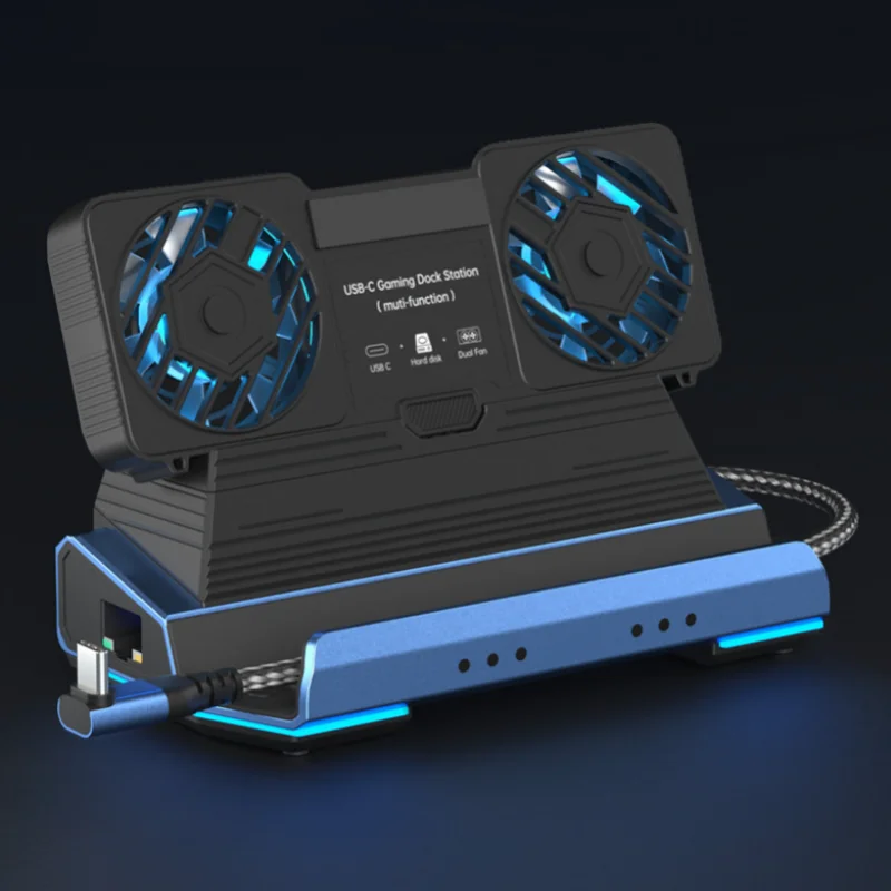PD3.0 SD/TF RJ45 Detachable Fan steamdeck ROG switch gaming docking station docking stand with M2 hard drive enclosure 4K/60Hz