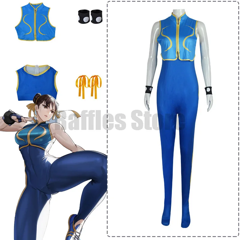 

Игра SF Chun Li Косплей Синий Комбинезон Street Fighter Японский Fighter Chunli Сексуальный Мощный Костюм Пляжная Одежда Набор Для Хэллоуина