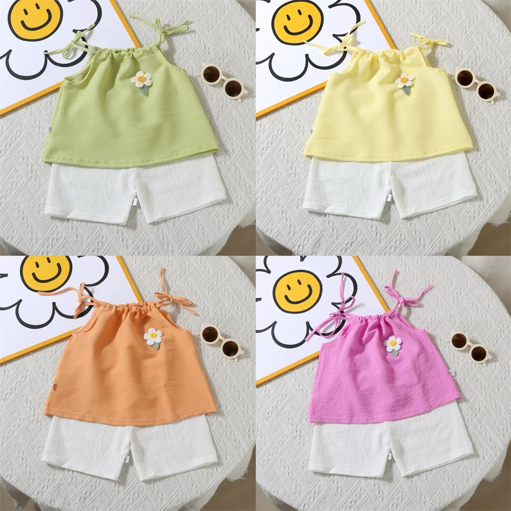 Children's Suit Two-piece Set Summer Girls Skirt Tshirt+Shorts Thin Loose Tops Loose Shorts Suit Baby Princess Skirt Outer Wear