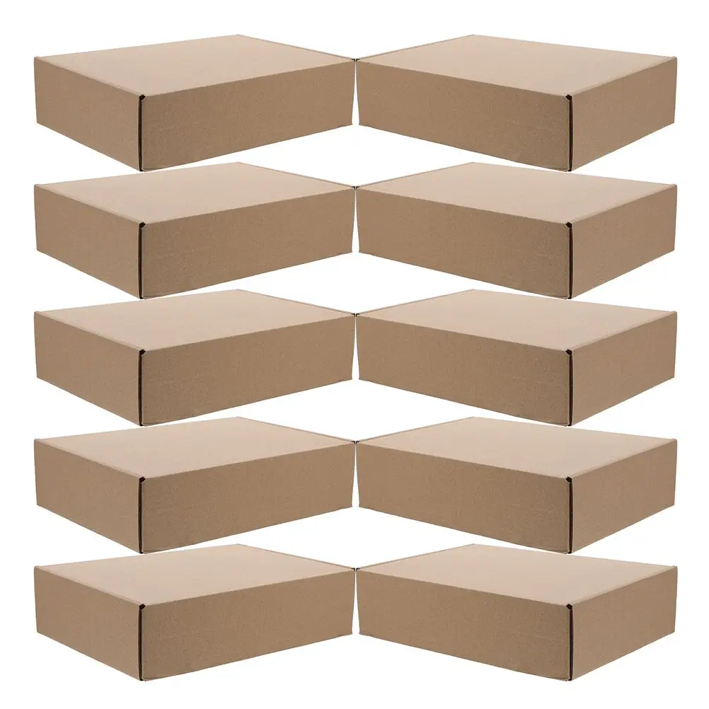 10 Pcs Paper Packaging Boxes Small Brown Mailing Cardboard Boxes for Shipping Moving Triple Layer Square Design