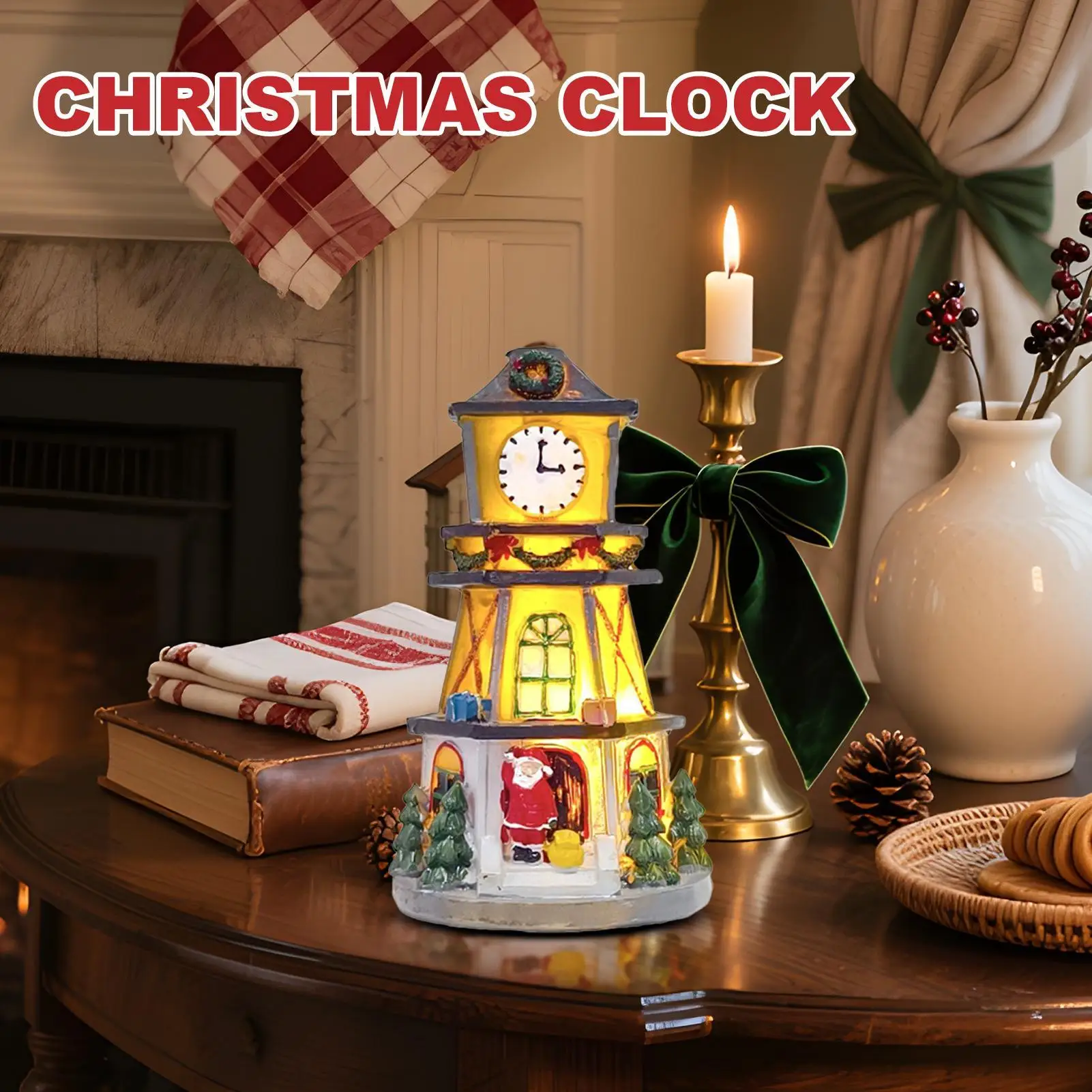 

Christmas Village Lighted LED Resin Village Ornament Christmas Table Centerpiece For Family Gathering Window Display