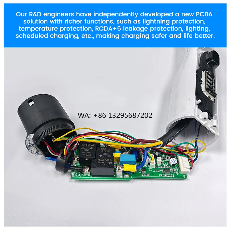 

Универсальное портативное зарядное устройство для электромобилей с управлением через приложение, 3.5кВт/7кВт, Тип 2, новый кабель 5м, IP55