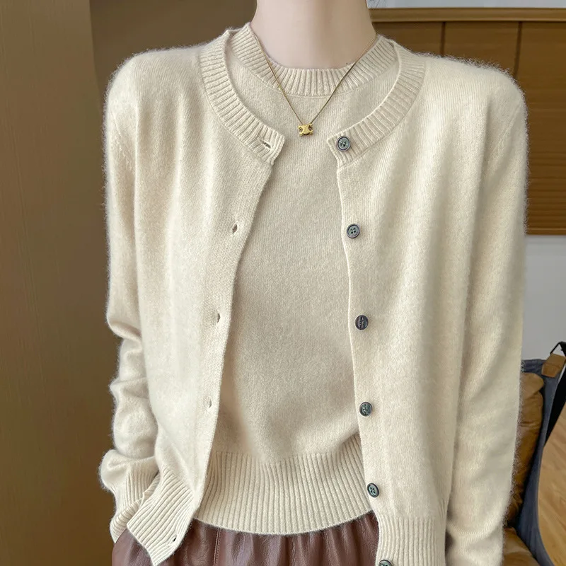 2024 Autumn and Winter New Strict Selection Wool Korean Style Niche Style Design Sense Ladies Vest Cardigan Two-Piece S