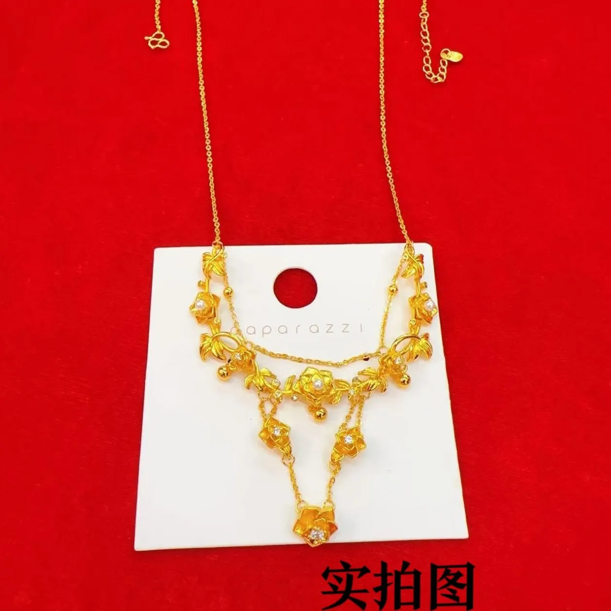 Bridal Pearl Diamond Inlaid Necklace Women's 24K Gold AU999 - Pure gold bridal necklace, romance boost, ideal wedding gift