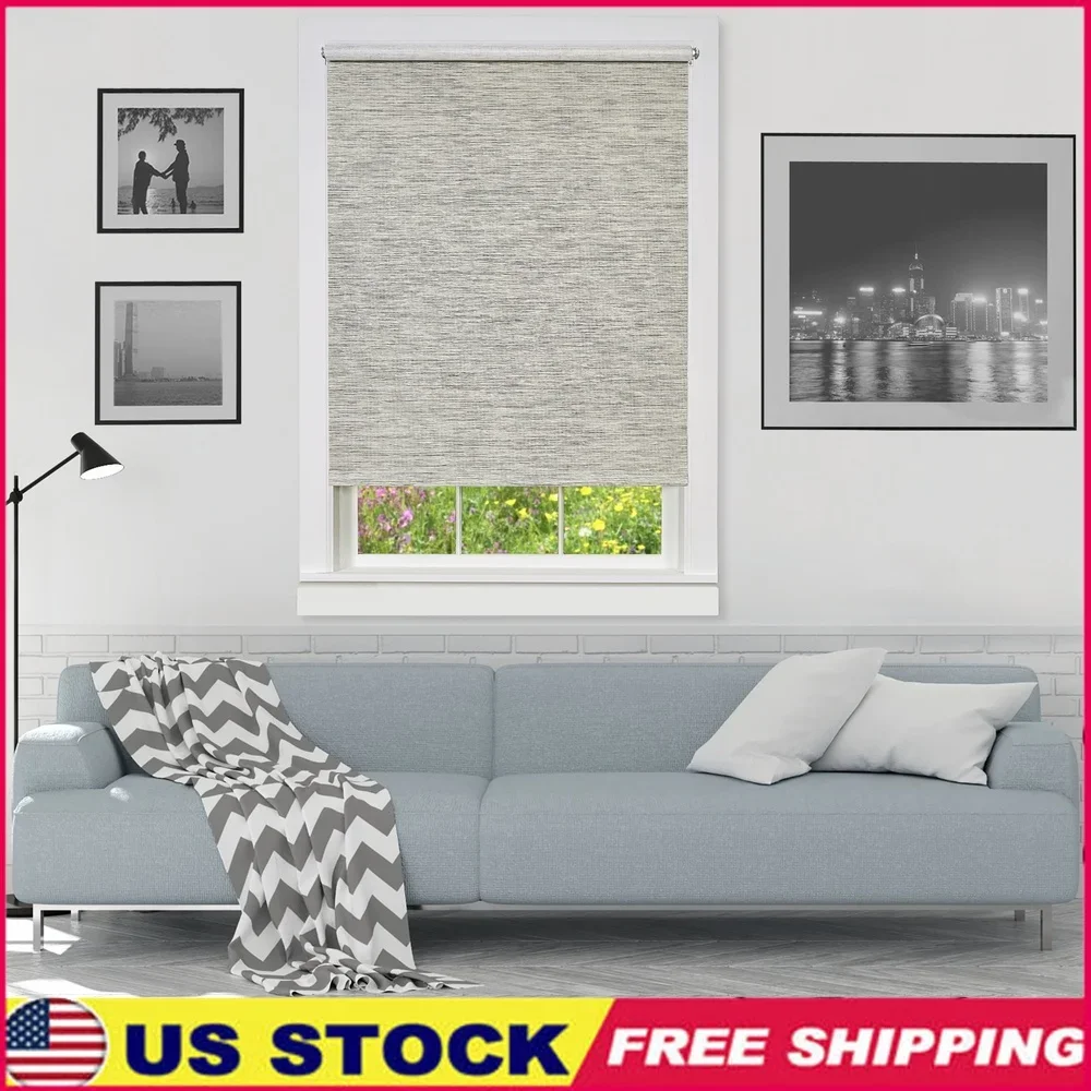 

Cordless Privacy Jute Roller Shade Light Filtering Window Treatment Natural Fiber Indoor Use Brackets Included 72x55 Inches