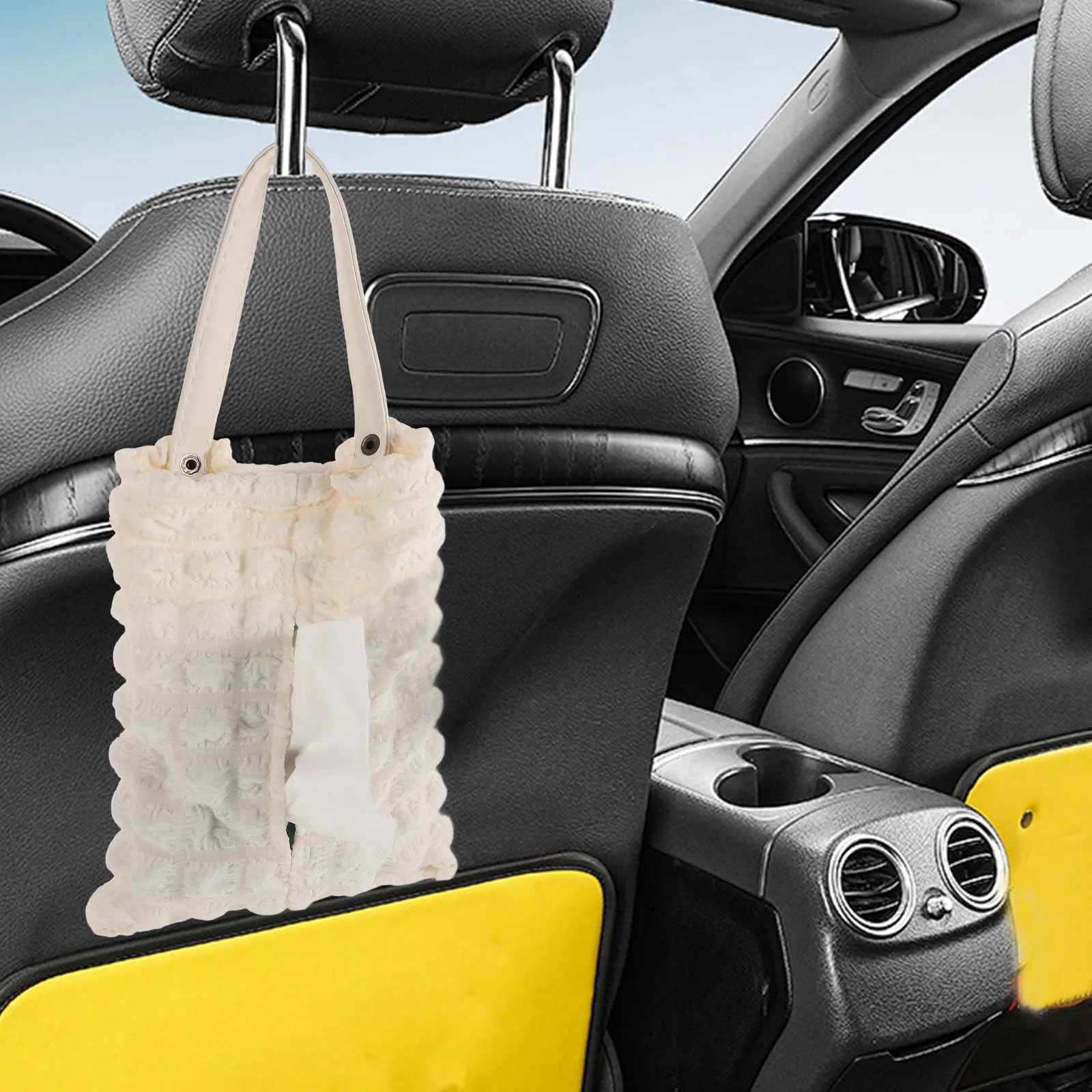 

Headrest Hanging Back Seat Storage Bag Large Capacity Quick Dispensing Organization Accessories Car Side Tissue Holder