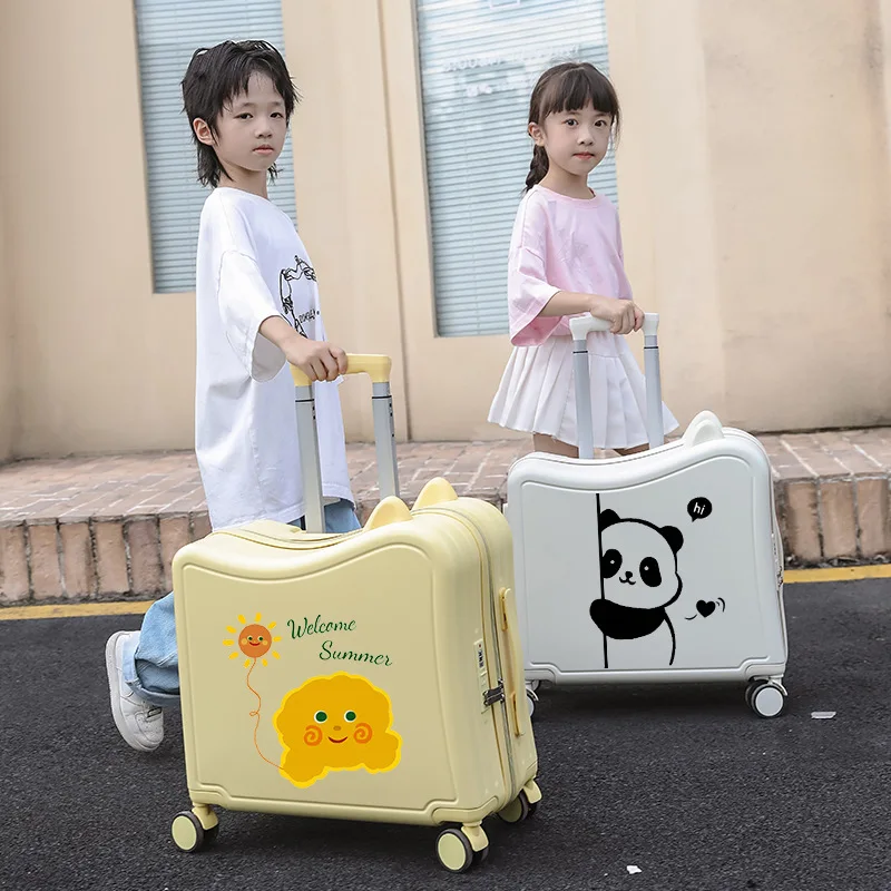 Cartoon Cute Kids Rideable Luggage Multifunctional Lightweight Trolley Suitcase Printable Company Logo Gift Box Trolley Case