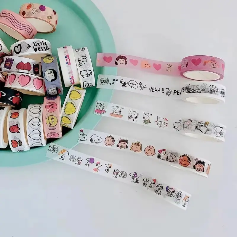 Snoopy Paper Sticker Tape Cartoon Ins Popular Cute Charlie Manual Sticker Tape 5 Meters Handbook Material Decorate Girl Gift