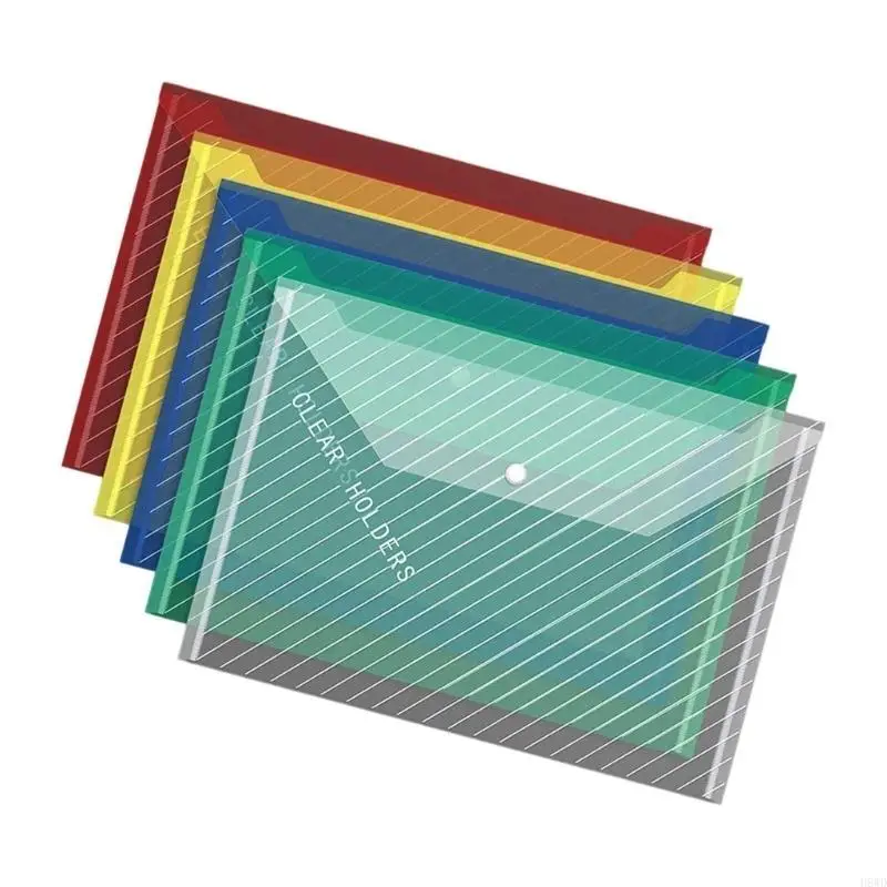 10 pcs File Folders Clear เอกสารกระเป๋าเอกสารโฟลเดอร์กระเป๋าเอกสารที่เก็บเอกสารเอกสารโรงเรียนอุปกรณ์การเรียนการจัดหา H8WD