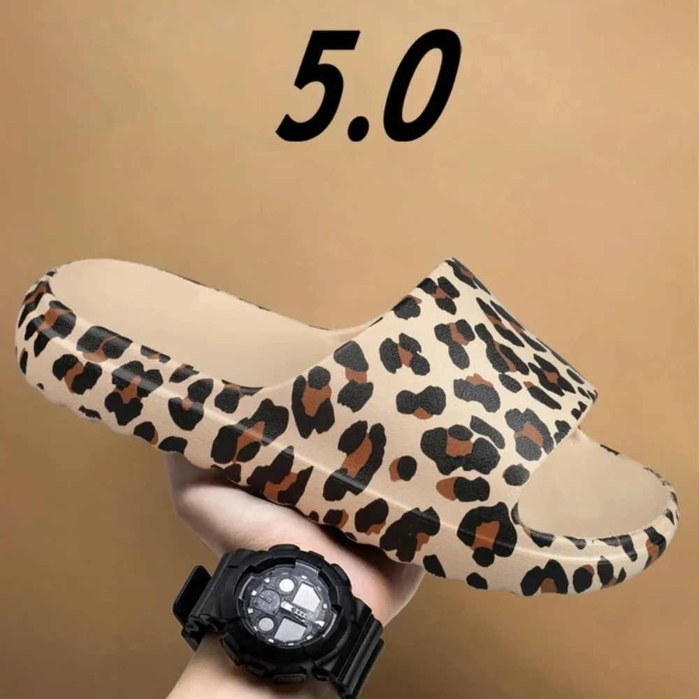

Мужские летние тапочки для дома и улицы, модные, с леопардовым принтом, нескользящие, большие размеры, из кокосового волокна, плоские сандалии
