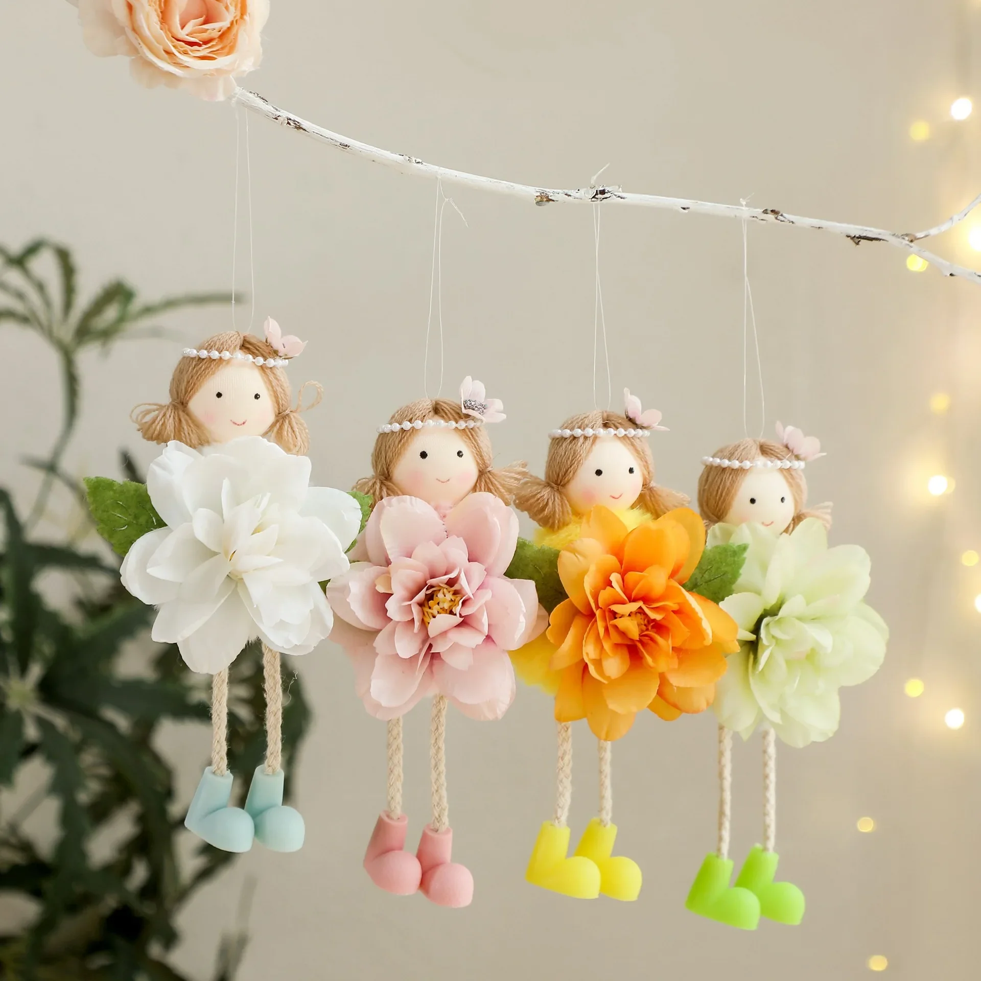 2025 Easter Long Legs Flower Fairy Angel Elf Rabbit Dolls Home Hanging Ornaments Spring Easter Party Supplies Kids Birthday Gift