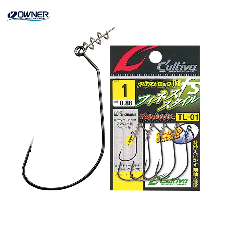 

OWNER TL-01 Пружинный мягкий крючок для наживки с поворотным замком, легкий рыболовный крючок с тонким хвостовиком и широким зазором для пресноводного морского окуня, карпа