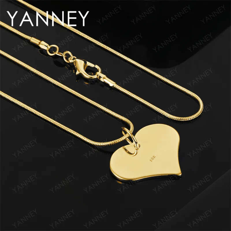 

925 Sterling Silver 18k Gold 16-30 Inch Exquisite Heart Pendant Necklace Fashion Women Girlfriend Gift Jewelry Accessories