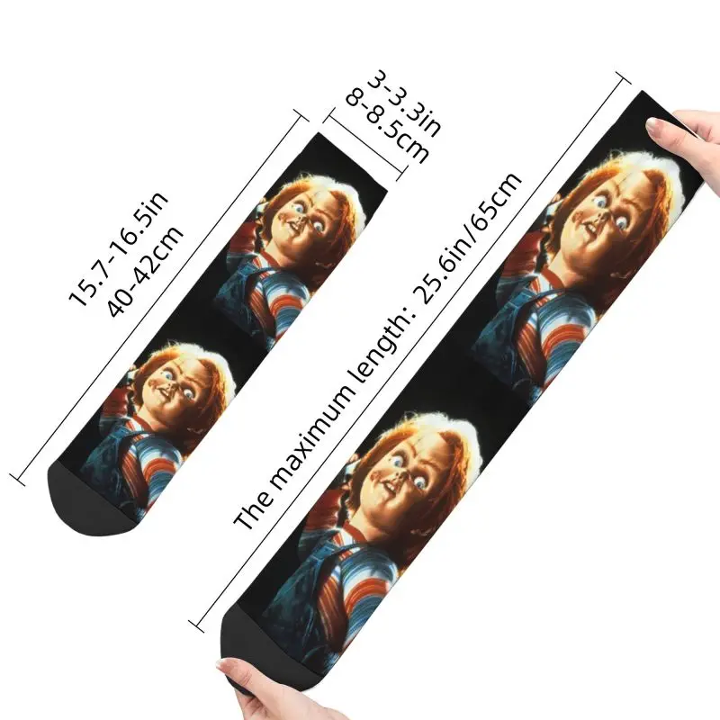 Neuheit Männer der Horror Teufel Puppe Chucky Kleid Socken Unisex Warme Breathbale 3D Gedruckt Kind der Spielen Film Crew Socken