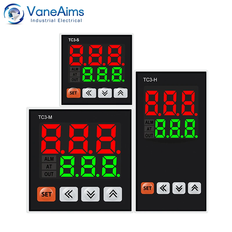 Three-digit Display Thermostat TC3S TC3H TC3M PID Temperature Controller SSR Relay Output Universal Input Thermoregulator 0-999℃