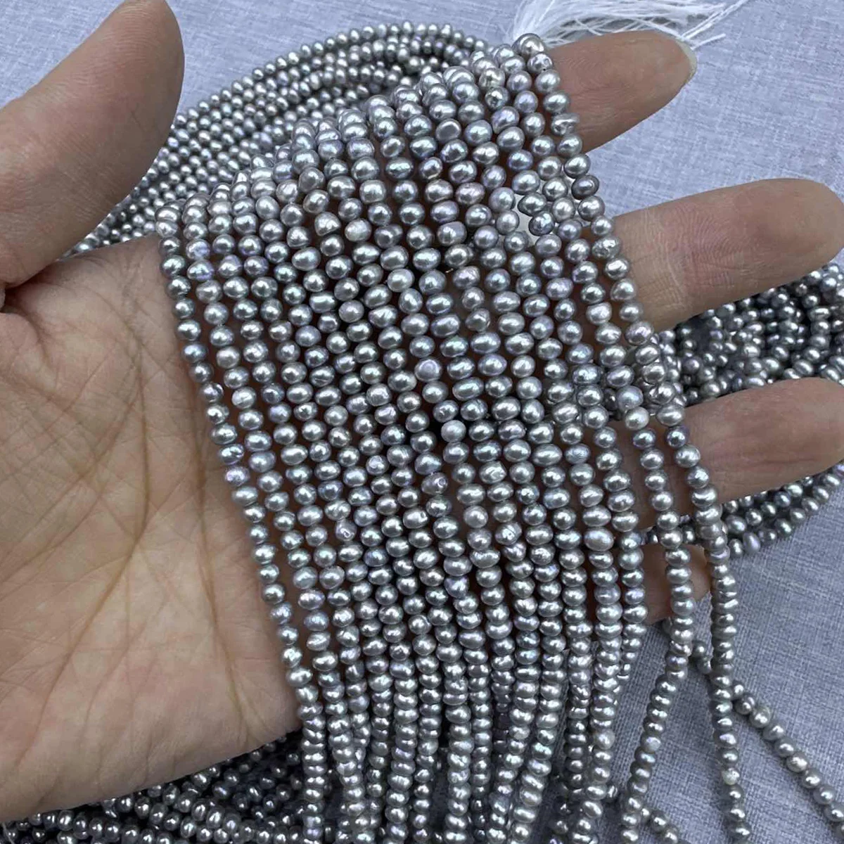 

3-4mm Irradiated Gray Flat Beads Natural Freshwater Pearl Loose Beads for Jewelry Making DIY Women Necklace Bracelet Accessories