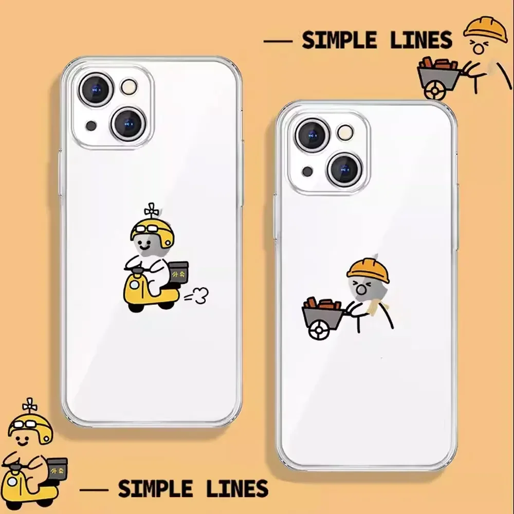 Funny Matchstick Men Phone Case for IPhone 14 13 12 11 15 16 Pro Max Mini XS XR SE2 Plus Art Transparent Fundas Covers