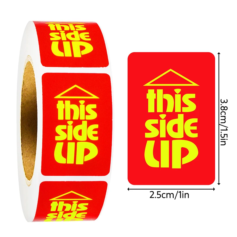 300Pcs 1In*1.5In Yellow Lettered Transport Warning Stickers, Face Up, for Express Packaging Warning Labels, Transport Warning Label Stickers, Handle with Care Warning Label Stickers
