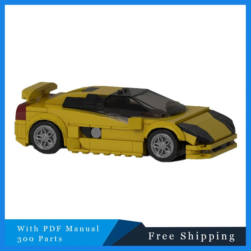 

300 шт. городской оранжевый суперкар, технический модульный скоростной спортивный автомобиль MOC, строительные блоки, модель, детский набор головоломок, подарки на день рождения