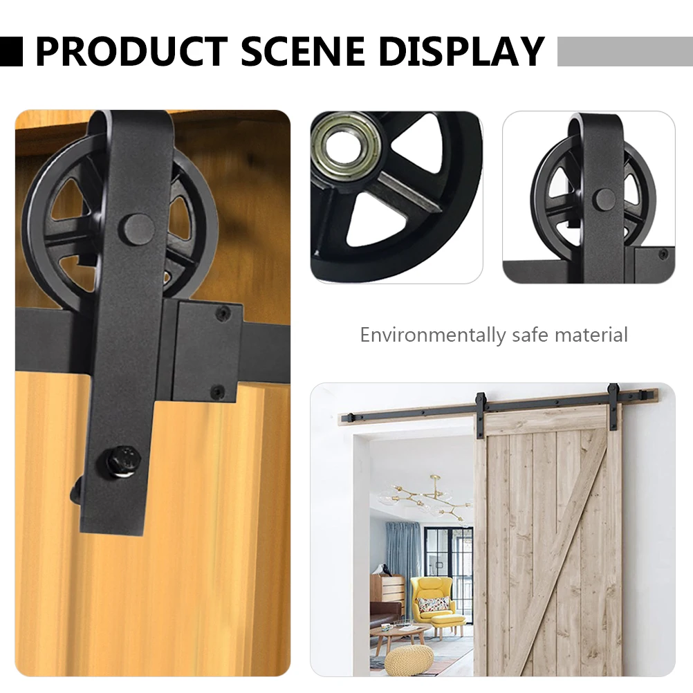 

Sliding Door Track Roller Pulley Thick Hanging Rail Wheel Universal Compatible Black Durable For Pre Grooved Non Grooved Door