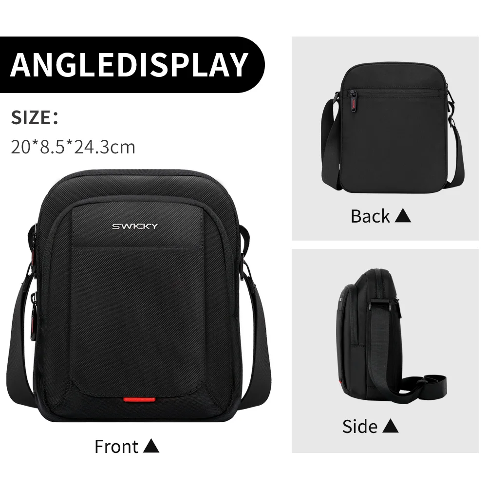 SWICKY Men Fashion Cross Body Business Bag Chest Bag Waterproof Outdoor Travel Single Shoulder Bag