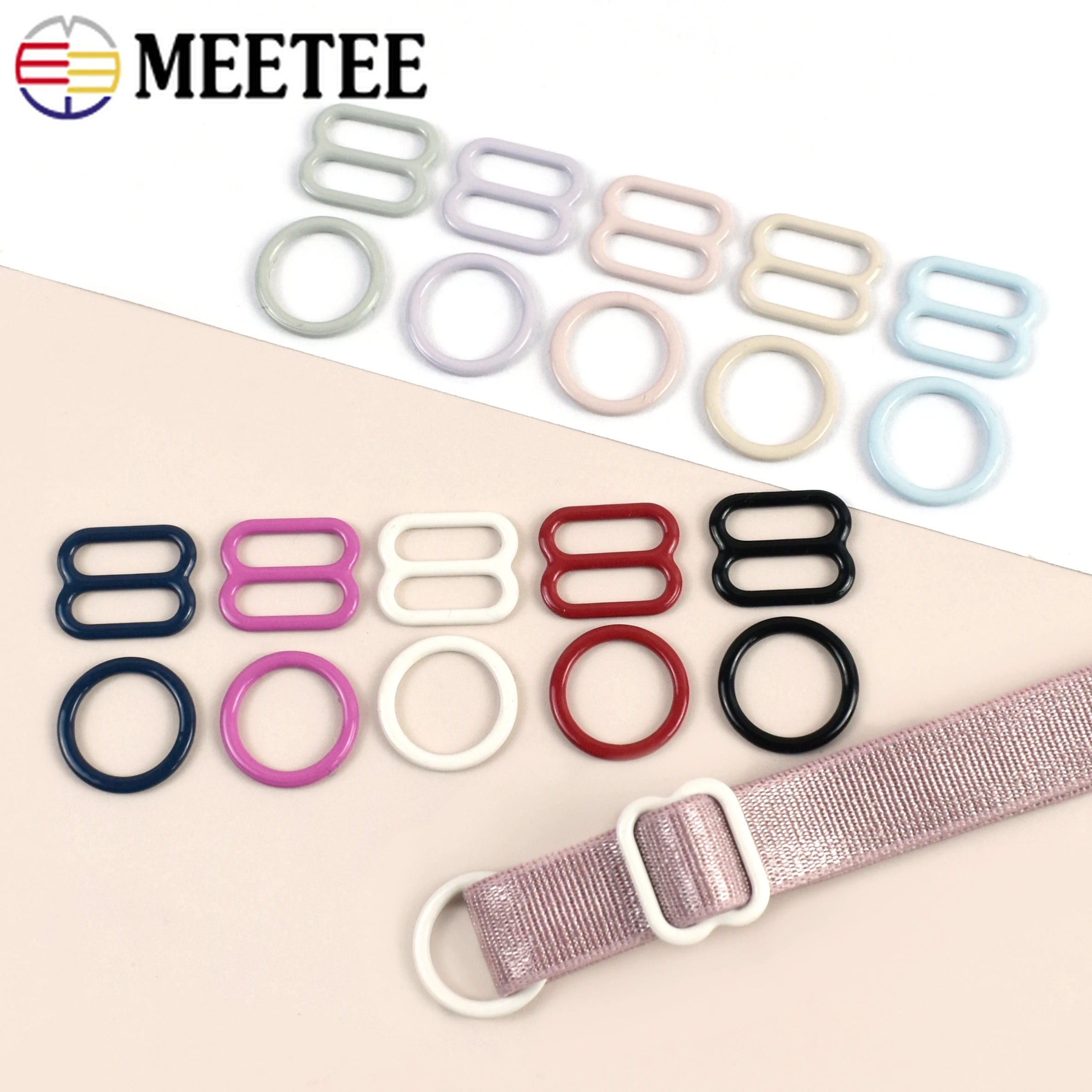 50/100Sets 10mm Bra Shoulder Strap Buckle O Ring Adjuster Slider for Lingerie Underwear Tape Adjust Clasp DIY Sewing Accessories