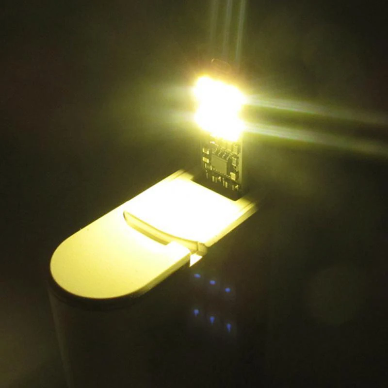 2PCS Portable Mini Double Sided USB LED Light Touch Switch Dimmable Night Lights Laptop PC Car Interior Reading Warm White Lamp