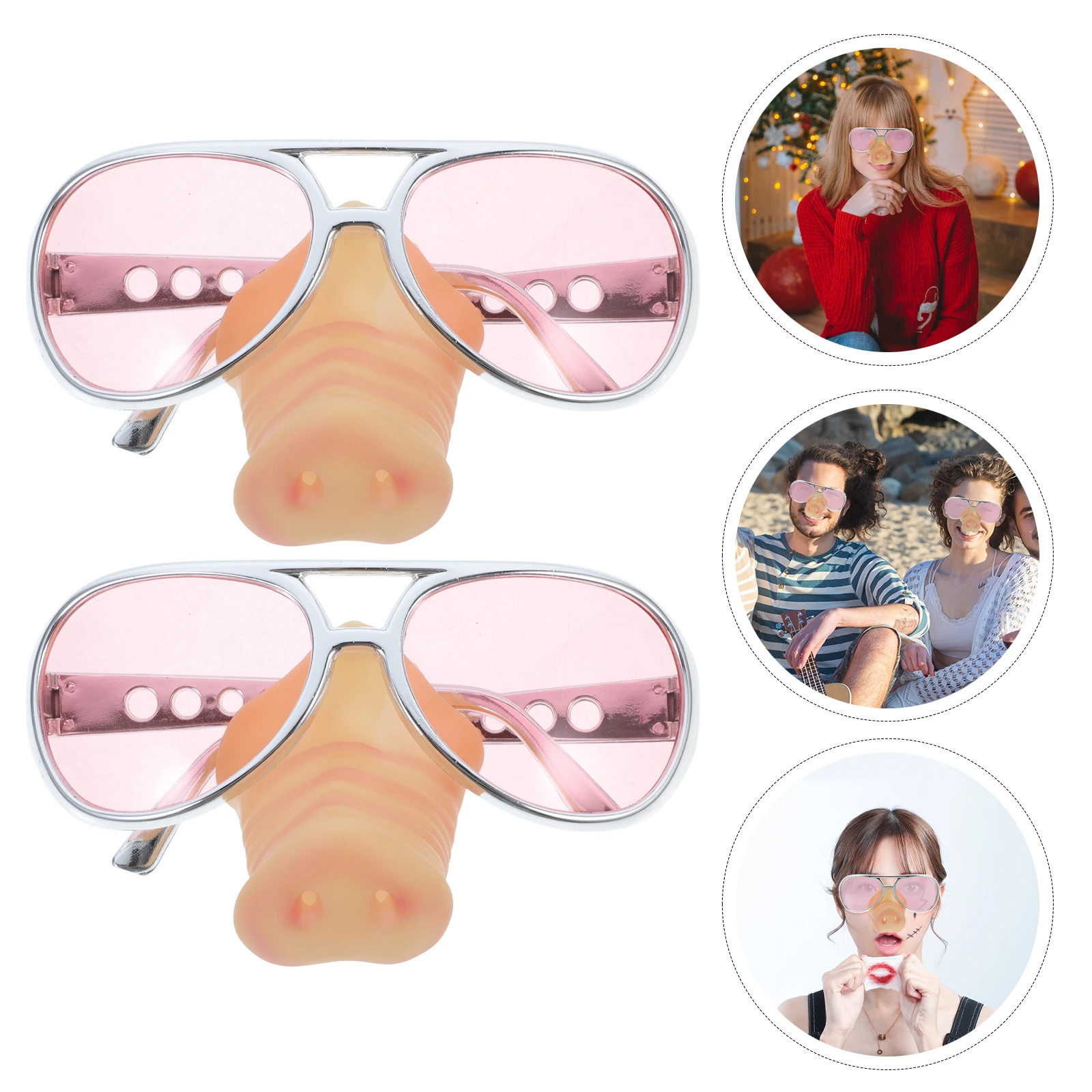 

2Pcs Funny Glasses Pig Snout Party Accessories Lightweight Halloween Costume Stylish Photo Props Dancing Decorations