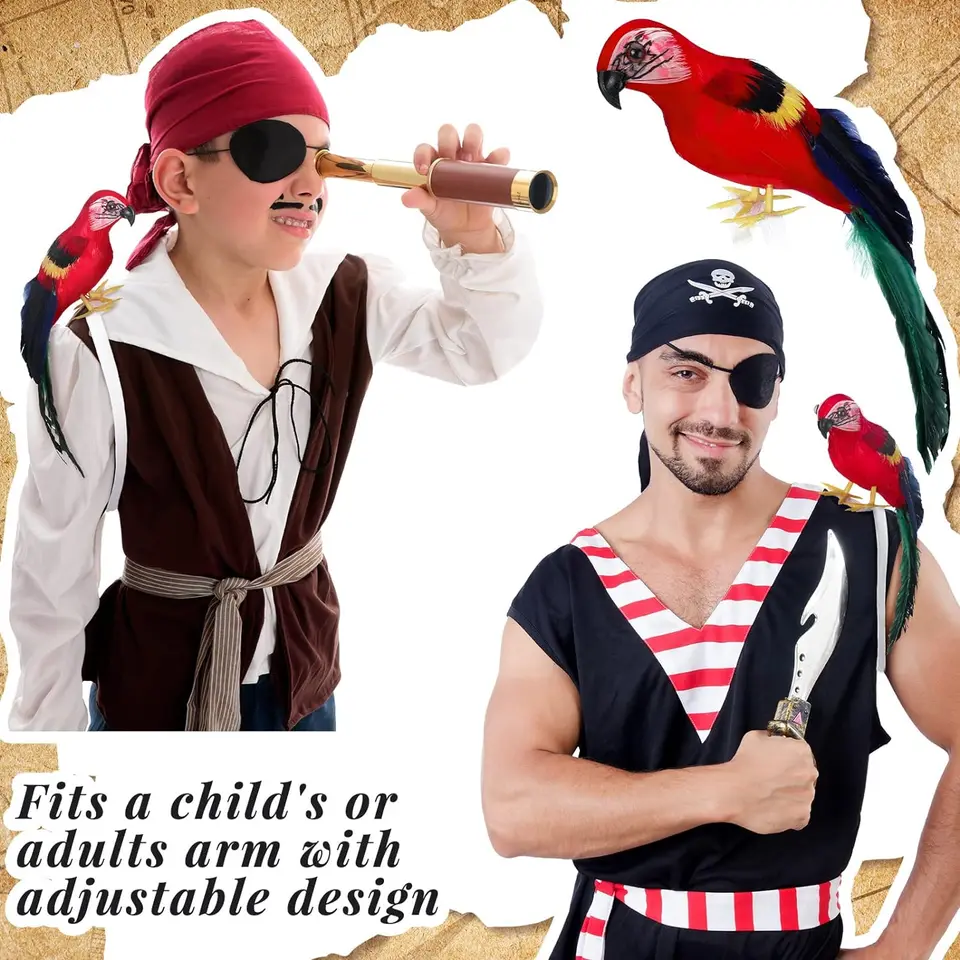 Loro pirata de Halloween, loro de peluche en el hombro, pájaro suave en el hombro, accesorio de disfraz de pirata para Halloween, cosplay, accesorios de disfraces