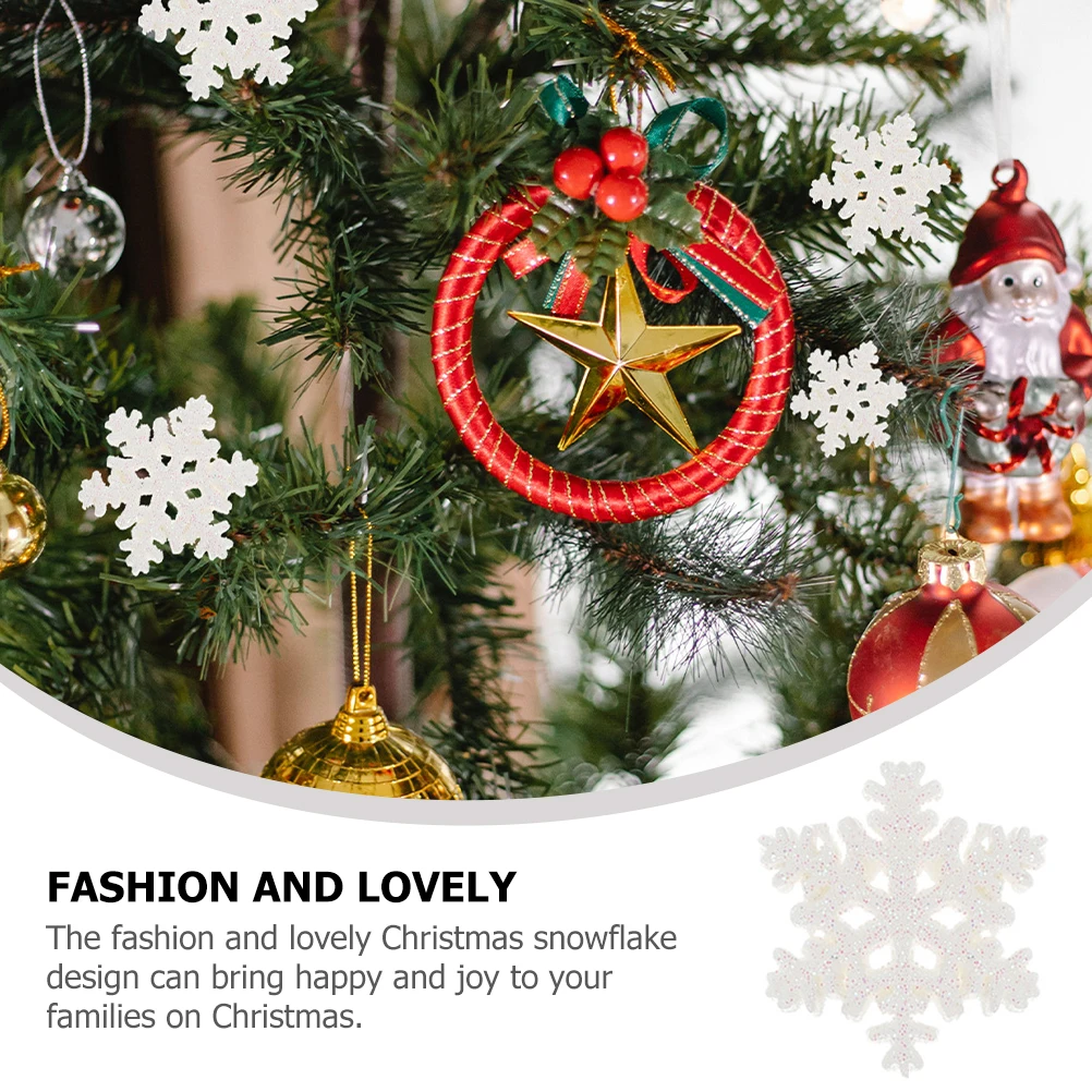 

50Pcs Christmas Snowflake Pendant Hanging Decor Resin Xmas Tree Ornament Holiday Party Decoration Festive Indoor Display