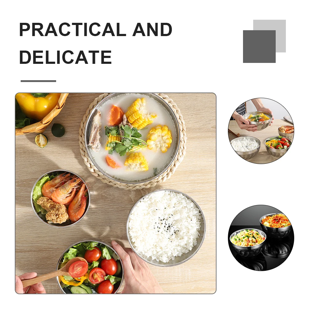 

Stainless Steel Anti Slip Bowls Layer Anti slip Bowls for Soup Salad Rice Kitchen Home Tableware Hygienic Smooth
