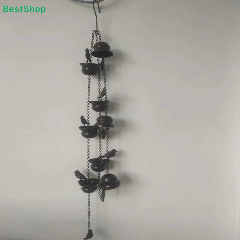 〔R〕Vintage Bird & Bell Metal Rain Chain, Decorative Gutter Downspout Replacement for Outdoor Garden, Porch & Yard Decor