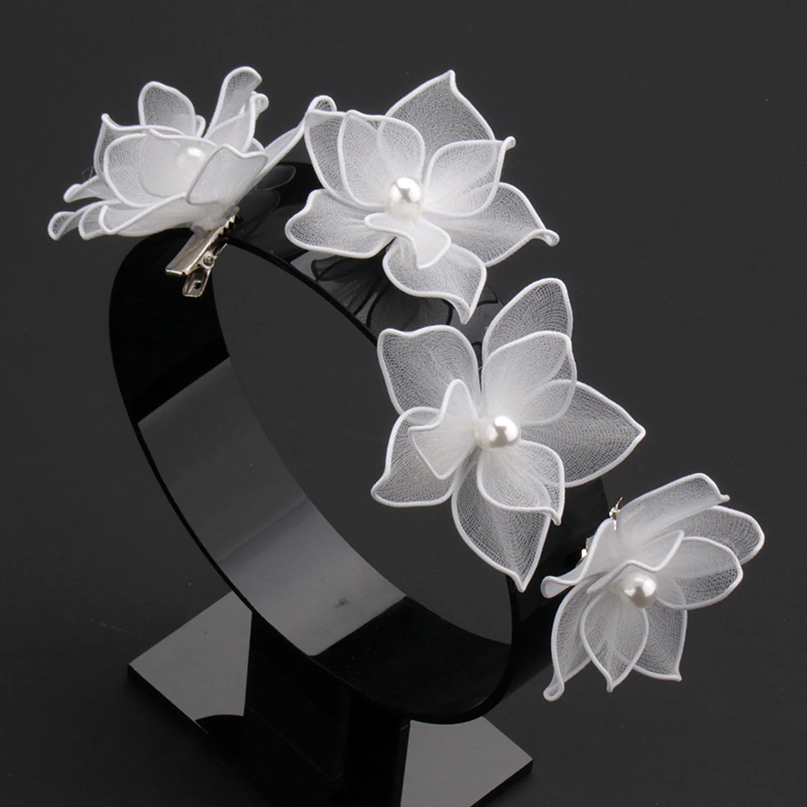 

Fabric Flower Hair Clip With Multi Layer Petal Design Stable Grip Non Slip Side Barrette For Women Thick Curly Hair Styling