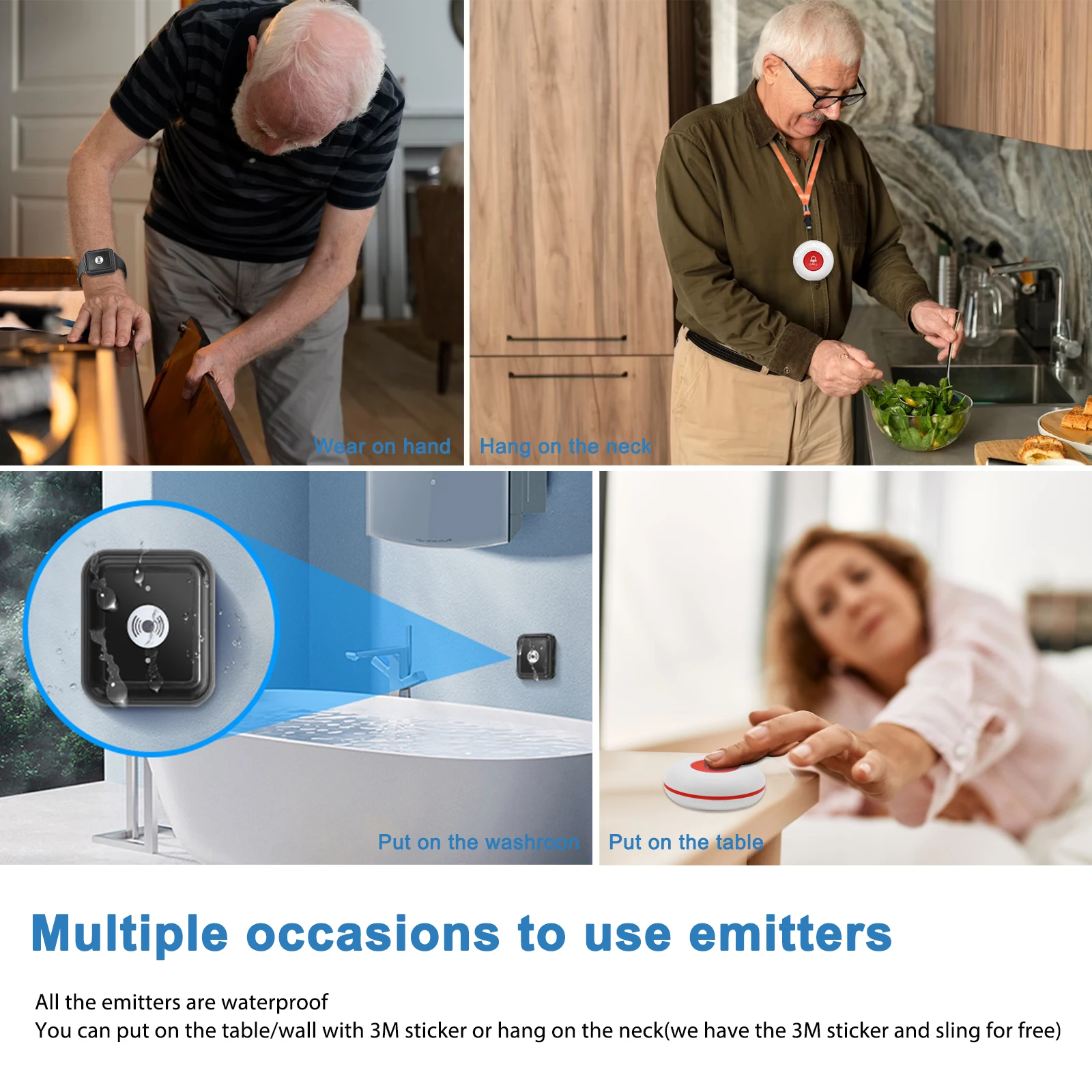 TY02 WiFi  Paging System Watch Beeper Receiver 300ft Wireless Distance for Elderly Caregivers Live-Alone Seniors