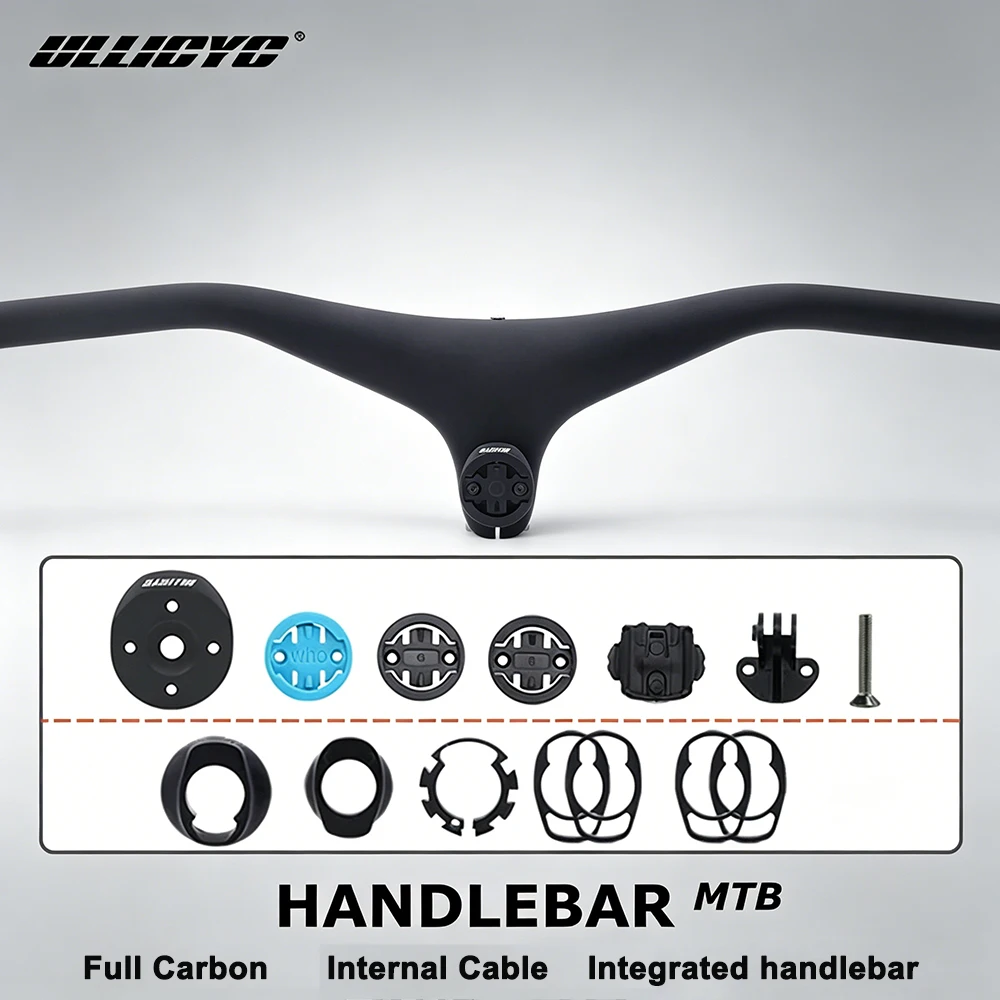 

Carbon Fibre XC bicycle Handlebar Full Internal cable Integrated MTB Handlebar,-17° Integrated Cockpit With Spacer, top mount