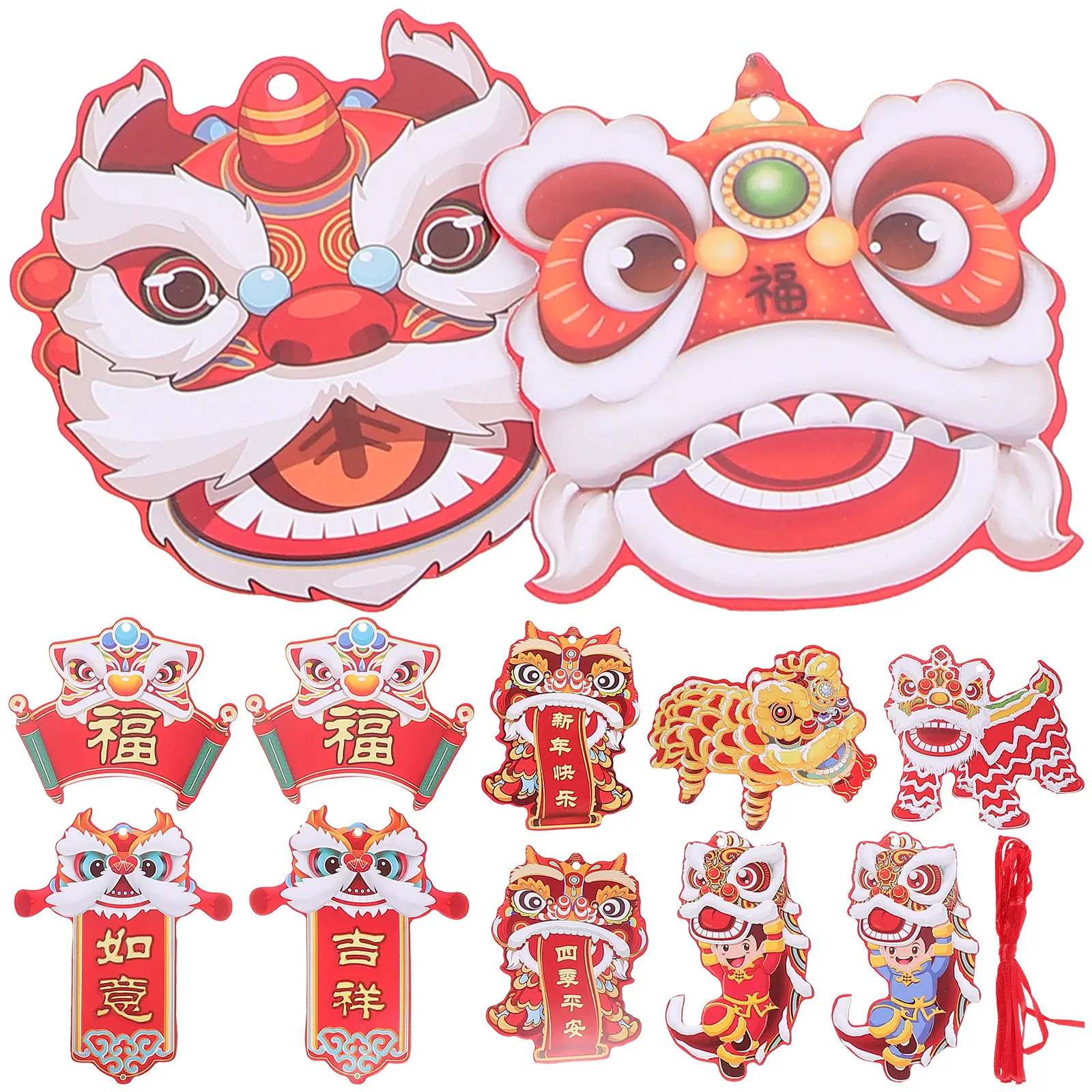 

12Pcs Chinese Style Tassel Hanging Ornaments Paper Material New Year Decorations Spring Festival Party Supplies Home Office