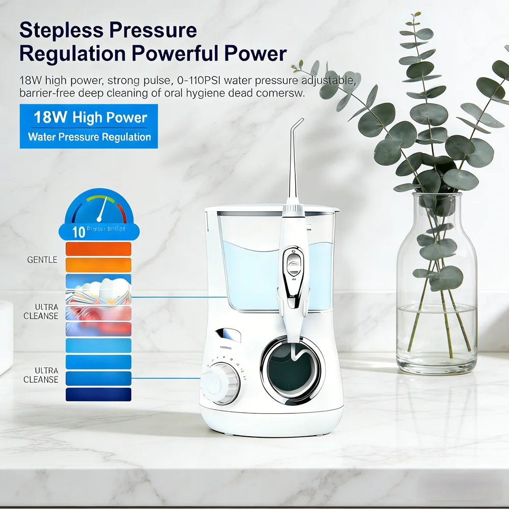 

Электрический ирригатор для полости рта с 10 режимами, 5 сменными насадками, водонепроницаемый, для дома и путешествий