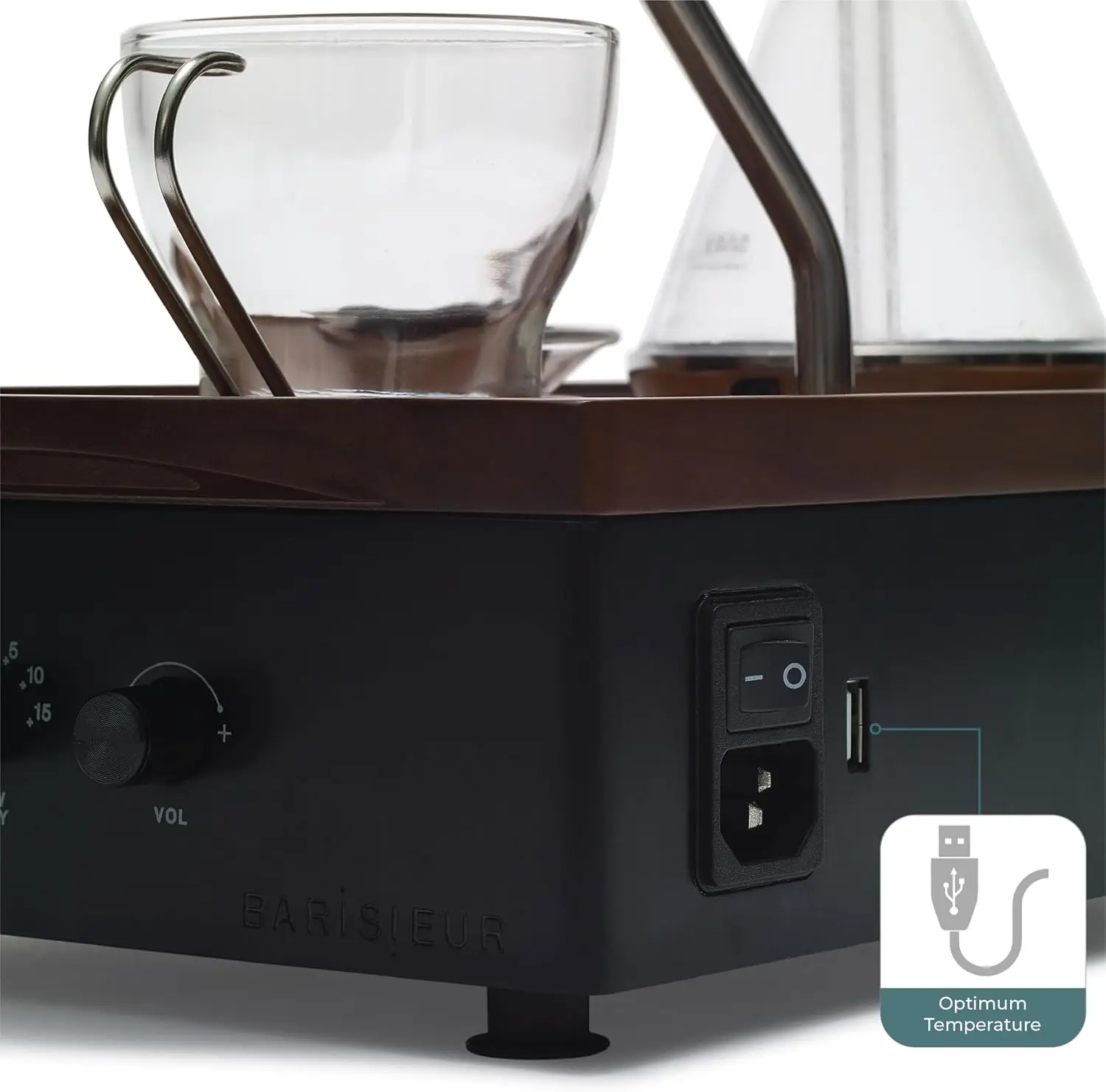 Sveglia per caffè Caffettiera - 2 once, noce nera