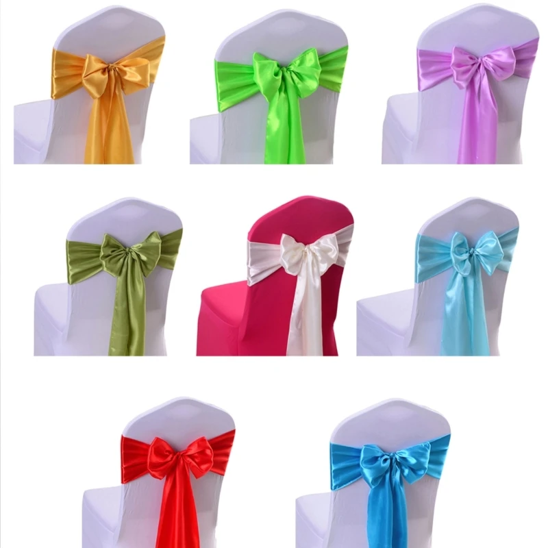 Y1UB 5Pcs Chair Sashes Knots Band Chair Bows for Wedding Party Banquets Event Country