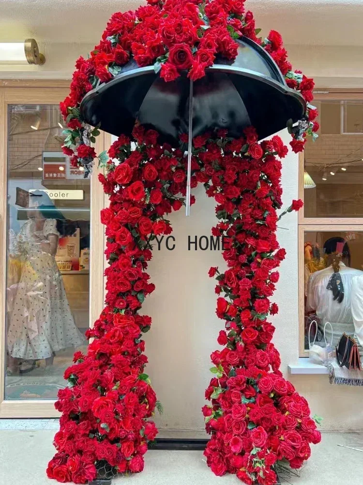 

TAO Rose Umbrella Sculpture Background Wall Photo Drainage Decoration Big Decorations