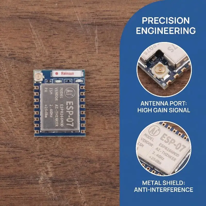 ESP8266 ESP07 ESP07S Wireless Serial Module  Easy Setup  Powerful Communication for DIY Automation and Monitoring